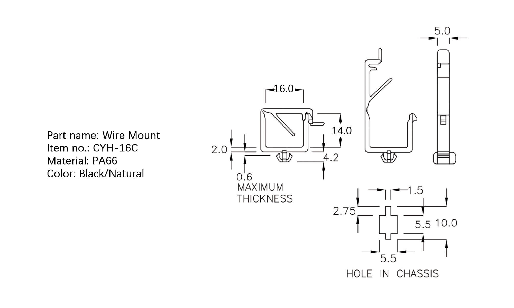 Plastic Wire Mount CYH-16C